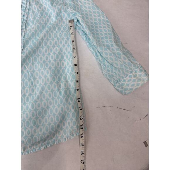Coastal Charter Club Blue Print Ruffle Button Up Shirt Twee Romantic Size 10P - Picture 12 of 13